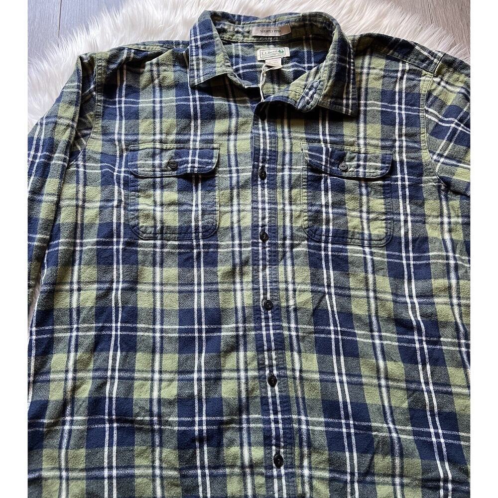 LL Bean Flannel Shirt Mens Tall Medium Slightly Fitted XL Plaid Multicolor Boho - Picture 6 of 8